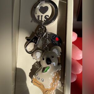 Adorable Koala Keychain with Cream and Silver Details